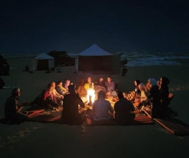 Camping in white desert